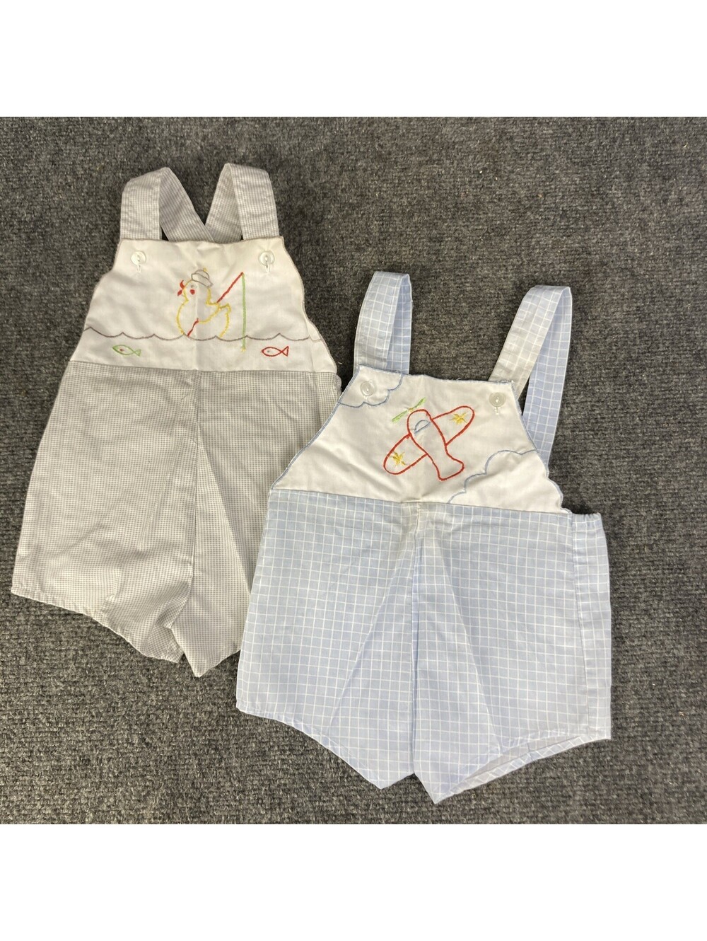 Mayfall Boys Size 12 Months Lightweight Shorts Rompers Overalls Vintage Lot of 2